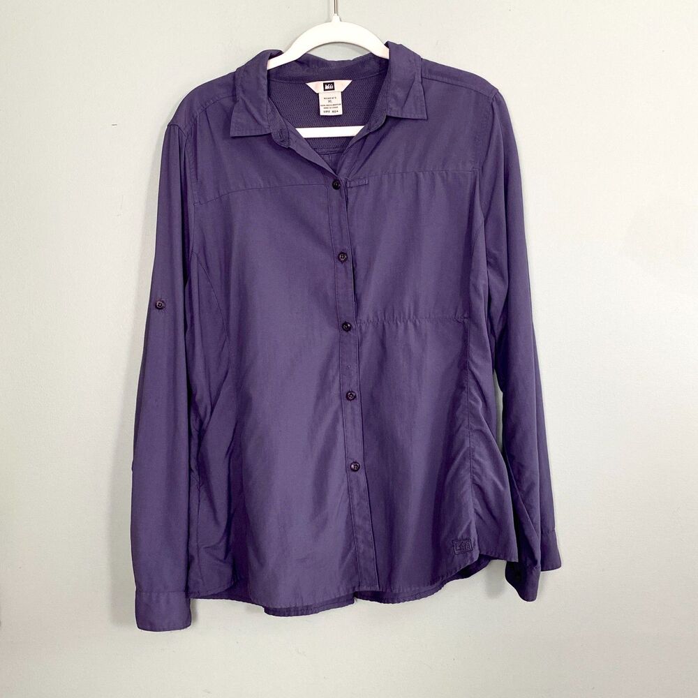 REI Co-op Sahara Shirt Womens XL Purple UPF 40 Button Up Long Sleeve Vented